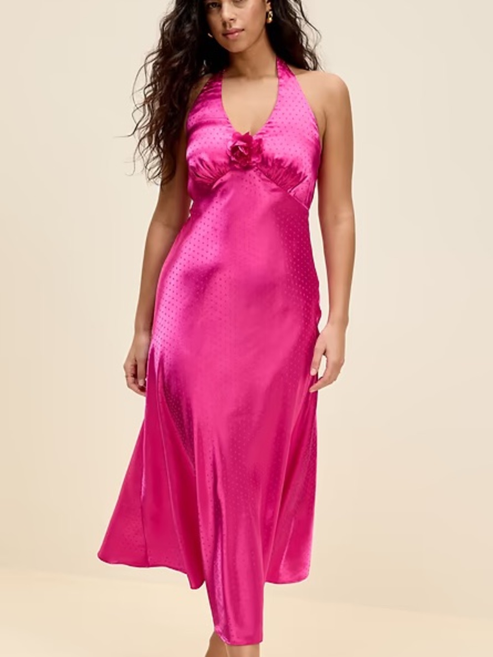 NWT The Occasion by Old Navy Fit and Flare Satin Halter Midi Dress